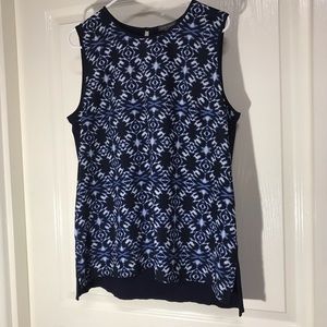 Vince Camuto pullover sleeveless navy blouse Sz L